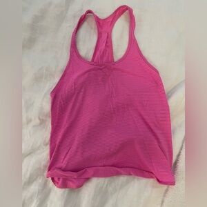 Lululemon Bright Pink and Gray Strip Activewear Top,  Women size 2